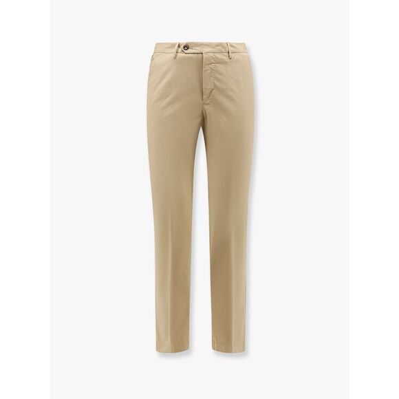 Pt Torino Men Stretch Cotton Trouser With Logo Metal Charm